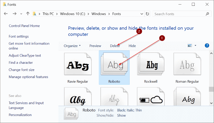 Install fonts in Windows 10 pic6