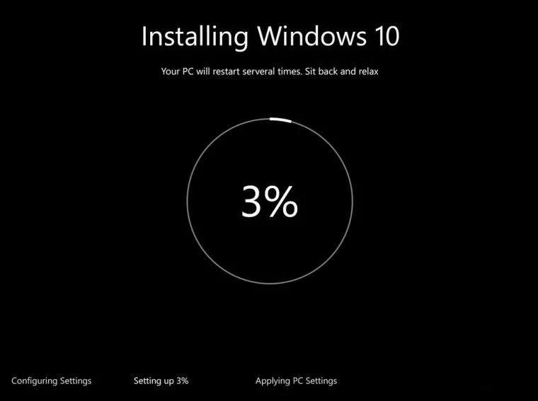 start installation windows 10
